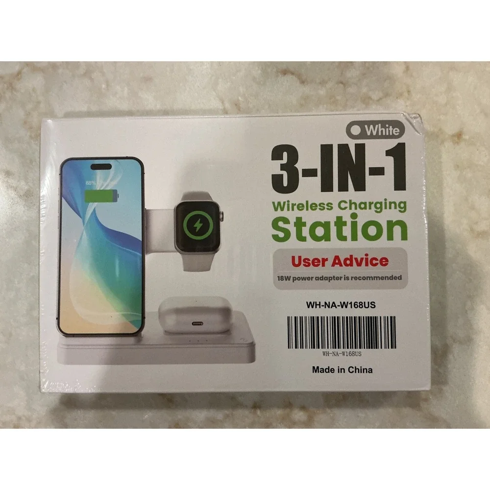 3-in-1 Wireless Charging Station White For iPhone Apple Watch‎ AirPods